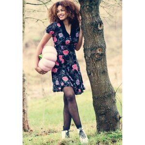 NEW Hell Bunny Eloise sz. S Cobweb Black Mini Dress Gothic Alternative Whimsical